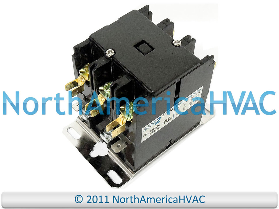 24 volt Condenser Contactor Relay, Three 3 Pole 40 Amp North America HVAC